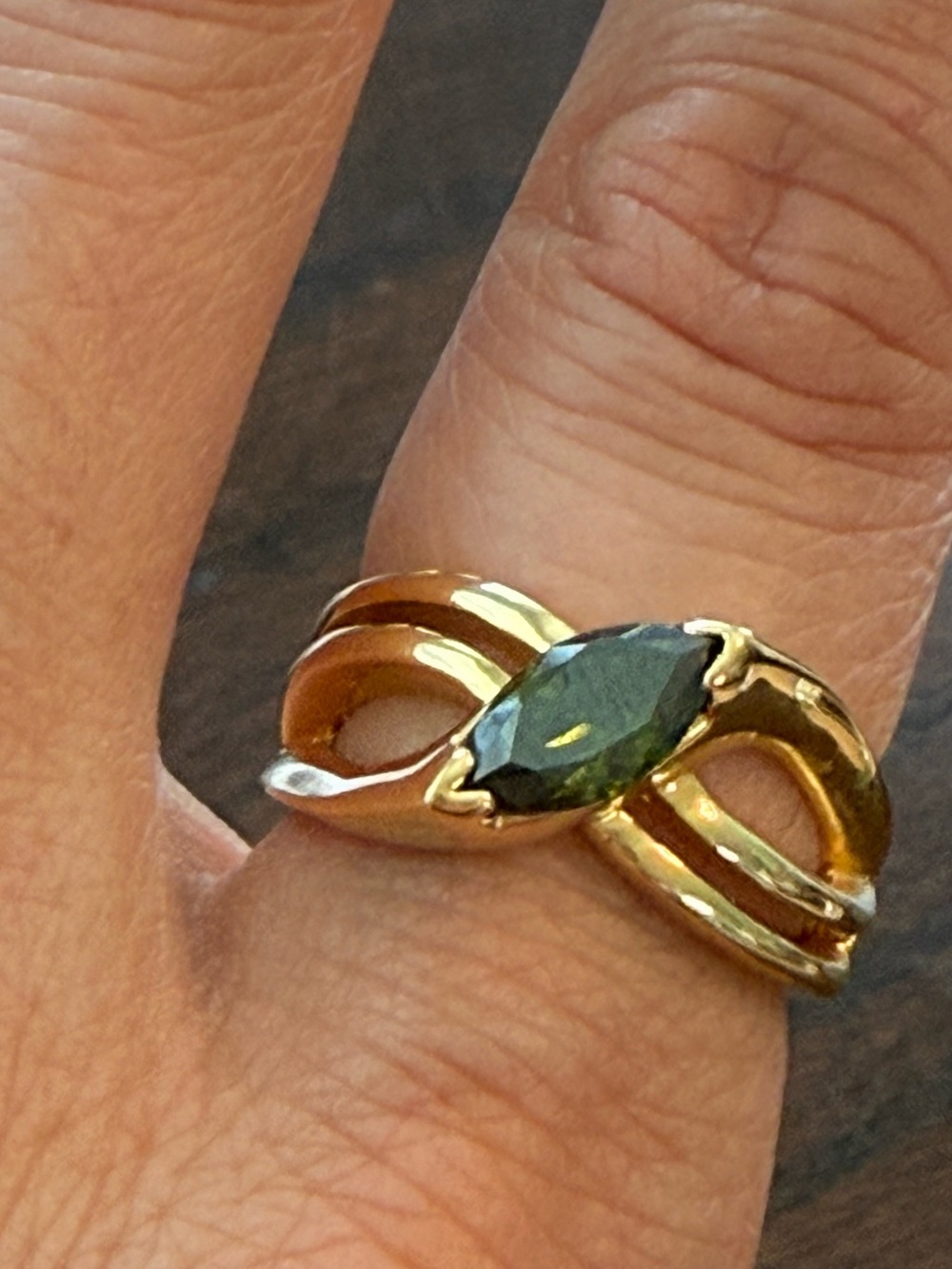 Lia Sophia Sweet Pea Ring Marquise Cut Green Rhinestone Size 7